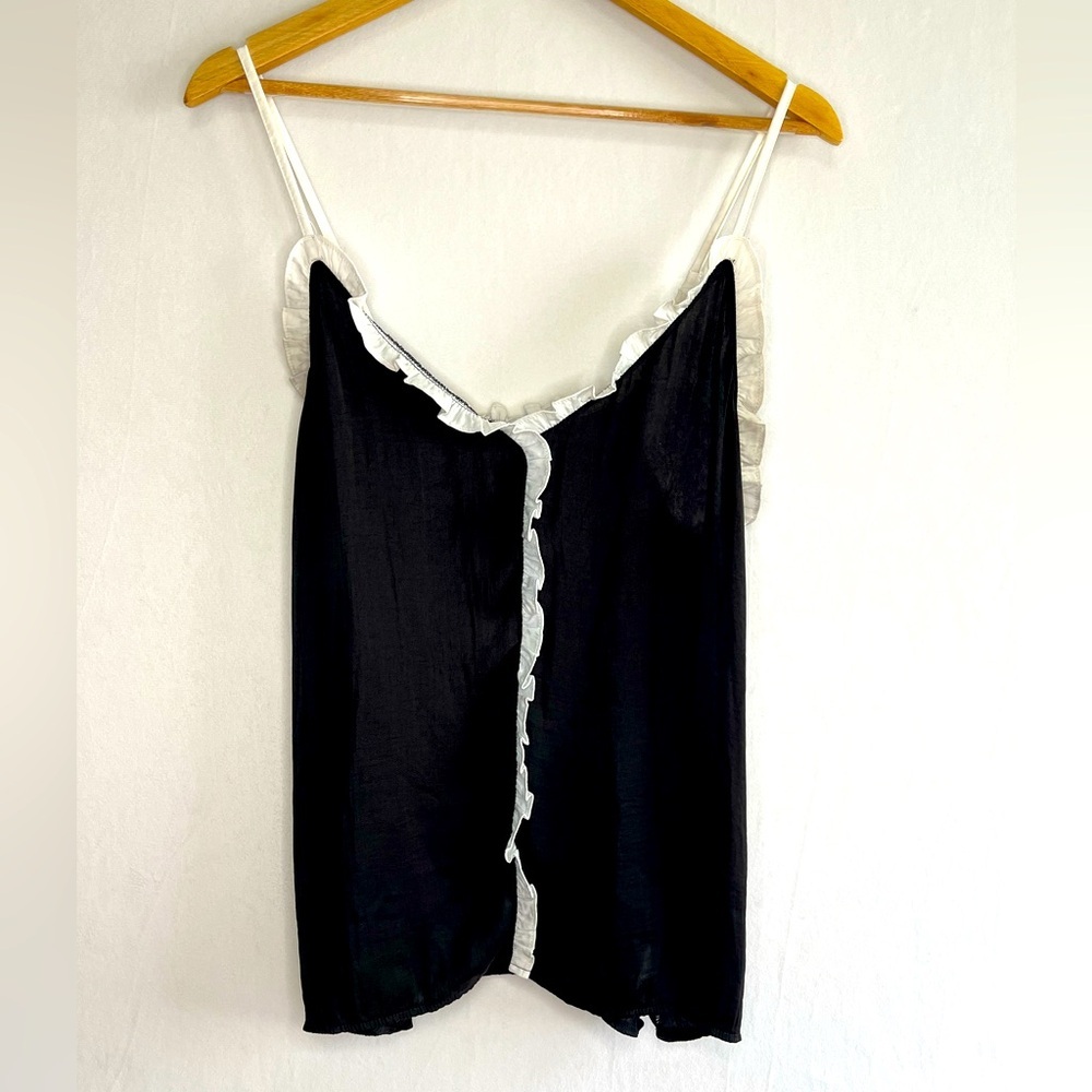 Unbranded Y2K style Black White Ruffle Babydoll Top Women’s Size Large